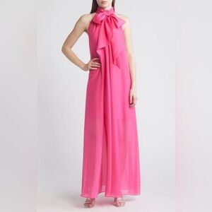 Arikka Sleeveless Organza Maxi Dress in Bright Pink